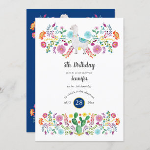 Convite Flores de Folha de 5 de Feliz Aniversário FIESTA L