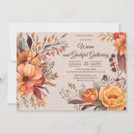 Convite Flores de Folhas de Outono Ação de Graças Friendsg