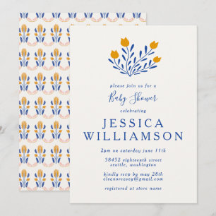 Convite Flores de Folhas Escandi Bonitas em Chá de fralda