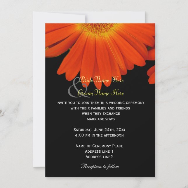 Convite Flores de gerbera margarida elegantes casamento (Frente)