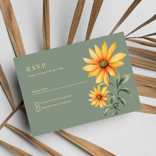 Convite Flores de girassol amarelo-verde da int RSVP