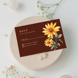 Convite Flores de girassol de menta-laranja-turca RSVP