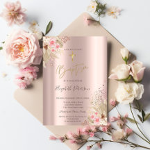 Flores de Grama Cruzadas Douradas Flores de Batism