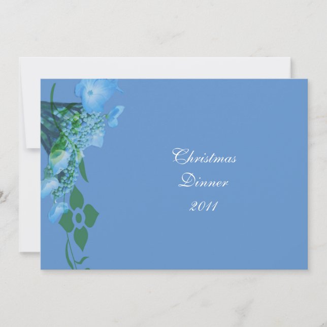 Convite Flores de hydrangea azuis de janto (Frente)