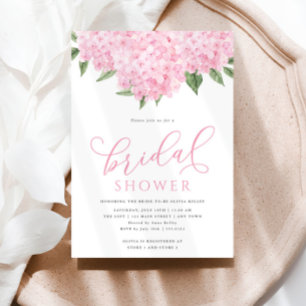 Convite Flores de Hydrangea Rosa Caligrafia Chuva-Brida