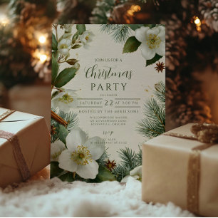 Convite Flores de inverno brancas de Natal