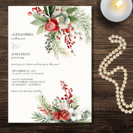 Convite Flores de Inverno Elegantes, Frutas e Casamento de