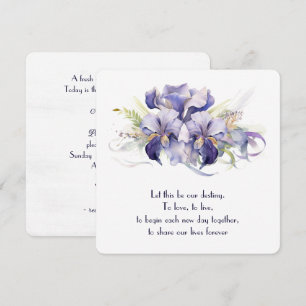 Convite Flores De Íris Púrpura De Aquarela Em Branco