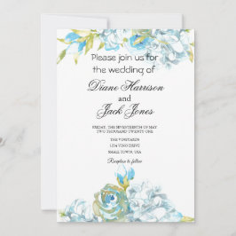 Convite Flores de Jardim Azul Casamento