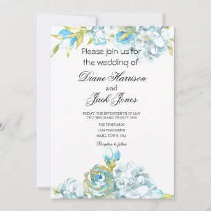 Convite Flores de Jardim Azul Casamento
