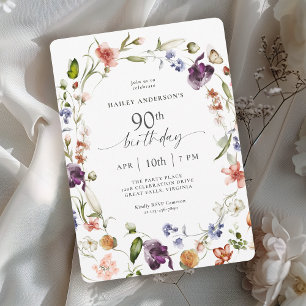 Convite Flores de Jardim Botânico Script 90º Aniversário