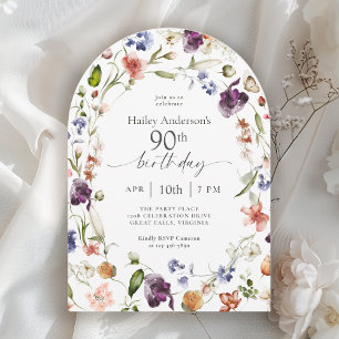Convite Flores de Jardim Botânico Script 90º Aniversário