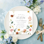 Convite Flores de Jardim Bridal de Aquarela Brunch<br><div class="desc">Convite de chá de panela quadrado moderno, elegante (brunch), com flores de jardim de aquarelas e de cor arejada, em tons de azul, rosa, ouro, branco e escarlate. Personalize os detalhes do seu chá de panela em preto suave, acentuado com uma bela caligrafia manual moderna. Parte de uma suíte coordenada....</div>