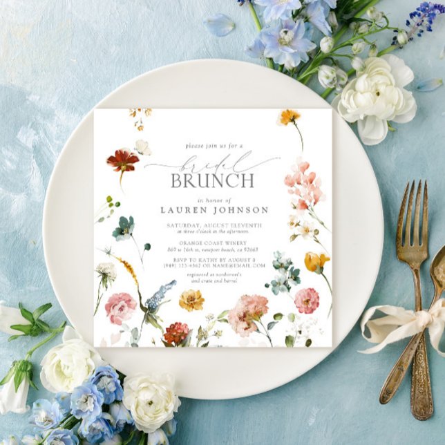 Convite Flores de Jardim Bridal de Aquarela Brunch (Easily personalize this garden floral bridal brunch invitation for the perfect celebration!)