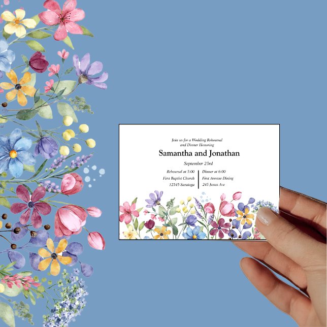 Convite Flores de Jardim de Aquarela Boêmia Fotoensaio (Criador carregado)