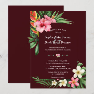 Convite Flores de Jardim Tropical Luxuriante Casamento Bur