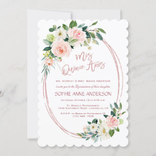 Convite Flores de Lâmpadas Exclusivas Rosa de Quinceañera 