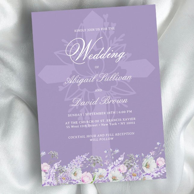 Convite Flores de Lavanda Casamento Religioso (Criador carregado)