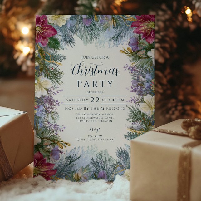 Convite Flores de Lavanda de Inverno de Natal (Criador carregado)