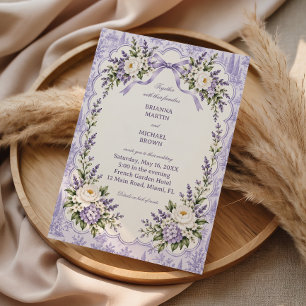 Convite Flores de Lavanda emolduradas em Romance
