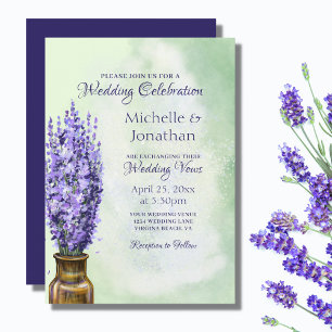 Convite Flores de lavanda no Casamento Floral Verde Sage