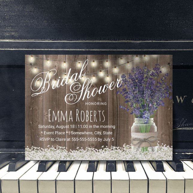 Convite Flores de Lavanda Russas Chá de panela Mason Jar (Criador carregado)