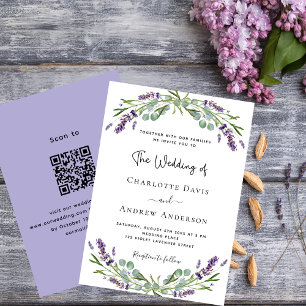 Convite Flores de lavanda violeta código QR casamento RSVP