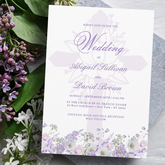 Convite Flores de Lilás Casamento Religioso (Criador carregado)