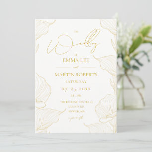 Convite Flores de Linha Delicada e Suave Casamento 