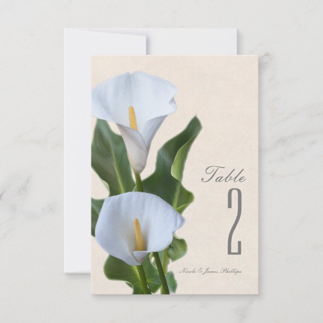 Convite Flores de Lírio Calla Floral Número de Mesa Elegan (Frente)