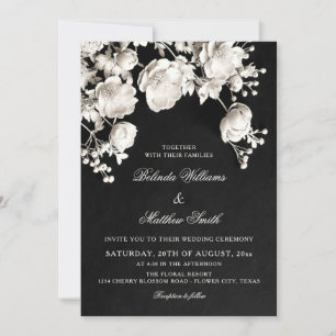 Convite Flores de Marfim Esculpidas Rosas 3D Casamento