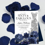 Convite Flores de marinho e Vestido de Diamante de Prata 6<br><div class="desc">Marinhos Flores e Silver Diamond Dress 60º Aniversário Convidar Ver coleção correspondente em Niche e Nest Store</div>