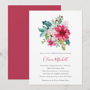 Convite Flores de Natal e Berries Baby Brunch