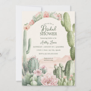 Convite Flores de noiva Cactus Boho Cowgirl
