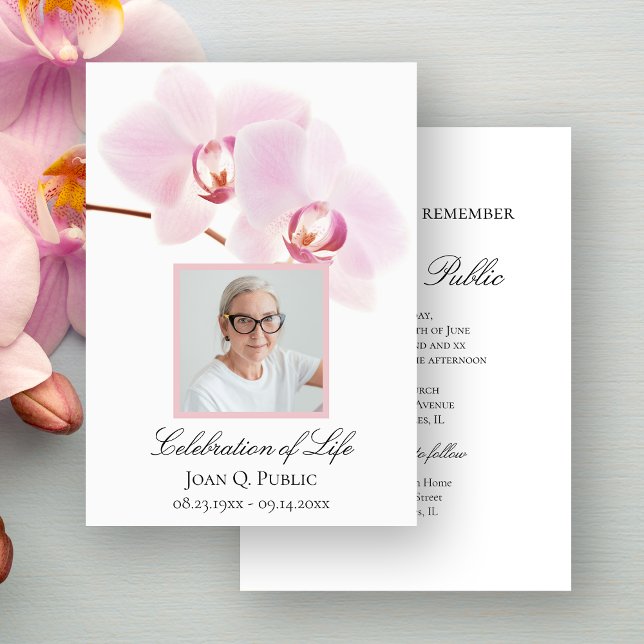 Convite Flores de Orquídea Rosa em Celebração da Vida em B (Criador carregado)