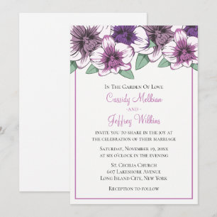 Convite Flores de Orquídea Roxa de Casamento Floral Botâni