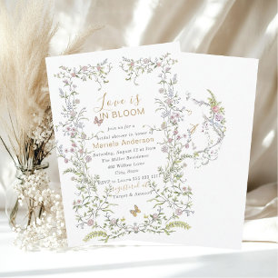 Convite Flores De Ouro Retro De Aquarela Elegante Bridal S