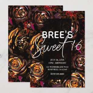 Convite Flores de Outono do Jardim Escuro Caem Doce Festa 