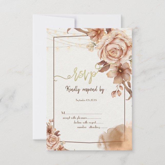 Convite Flores de outono em aquarela RSVP  (Frente)