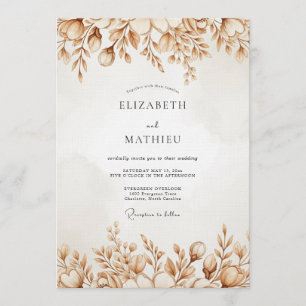 Convite Flores de Outono em Ocre Casamento