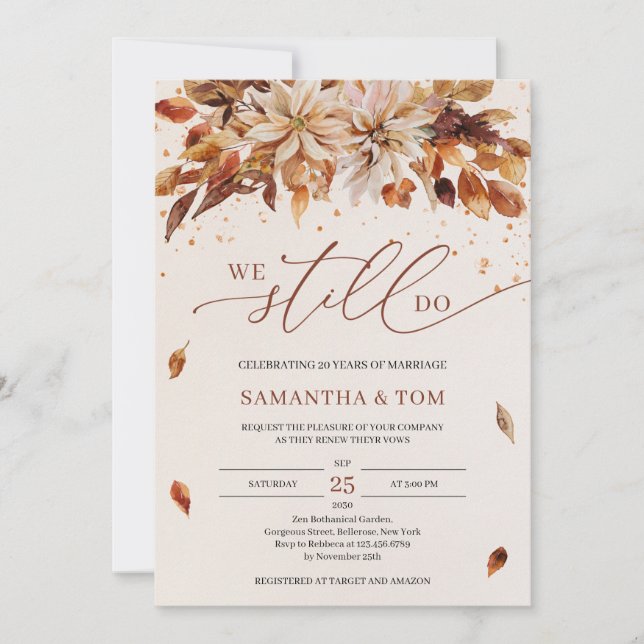 Convite Flores de Outono Laranja Marigold Ainda Fazemos Vo (Frente)