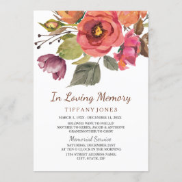 Convite Flores De outono No Serviço De Memória Adorável