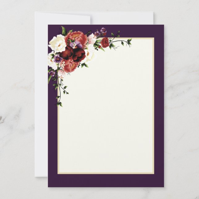 Convite Flores de Outono Terracota Creme Bordô floral (Verso)