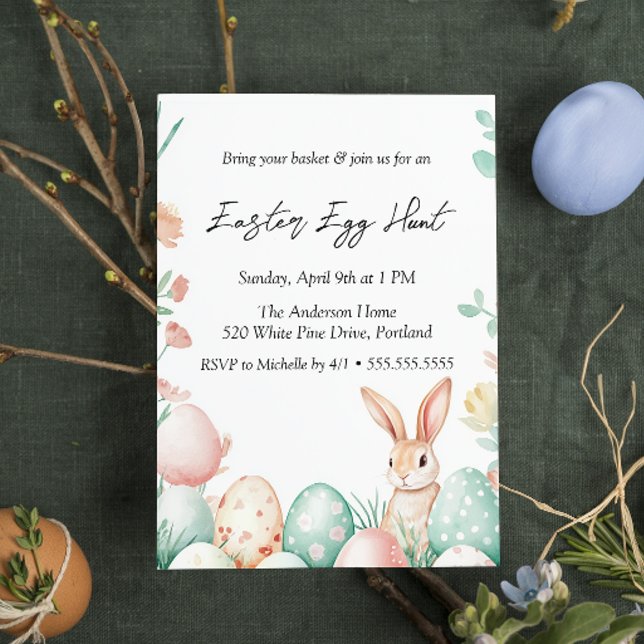 Convite Flores de ovos de coelho Caça de Ovo de Páscoa (Criador carregado)