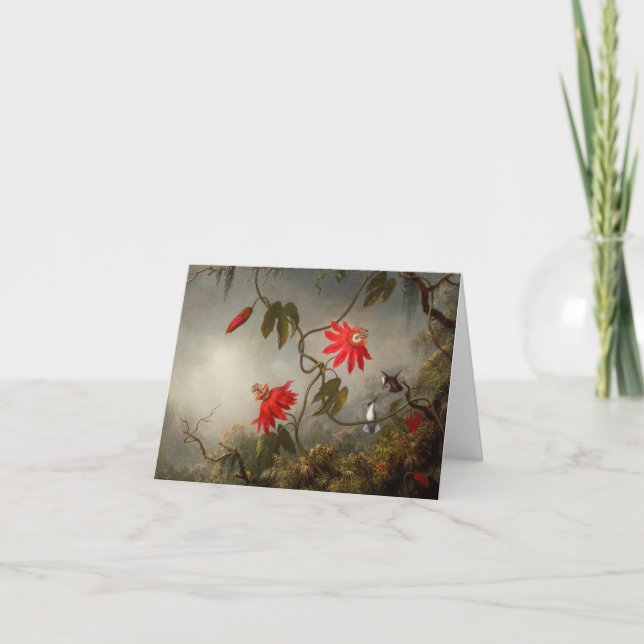 Convite Flores de Paixão com Pássaros Hummingbird (Frente)