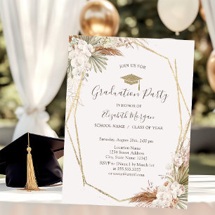 Convite Flores de Pampas, Gorro de Graduação, Graduação 