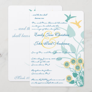 Convite Flores de Pássaros de Casamento Cristão