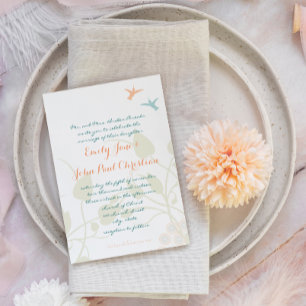 Convite Flores de Pássaros de Criação de Casamentos Cristã