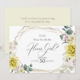 Convite Flores de Peônia Amarela Você Será Minha Dama de F