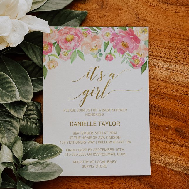 Convite Flores de Pêssego e de Pênia Rosa É uma Rapariga (Criador carregado)